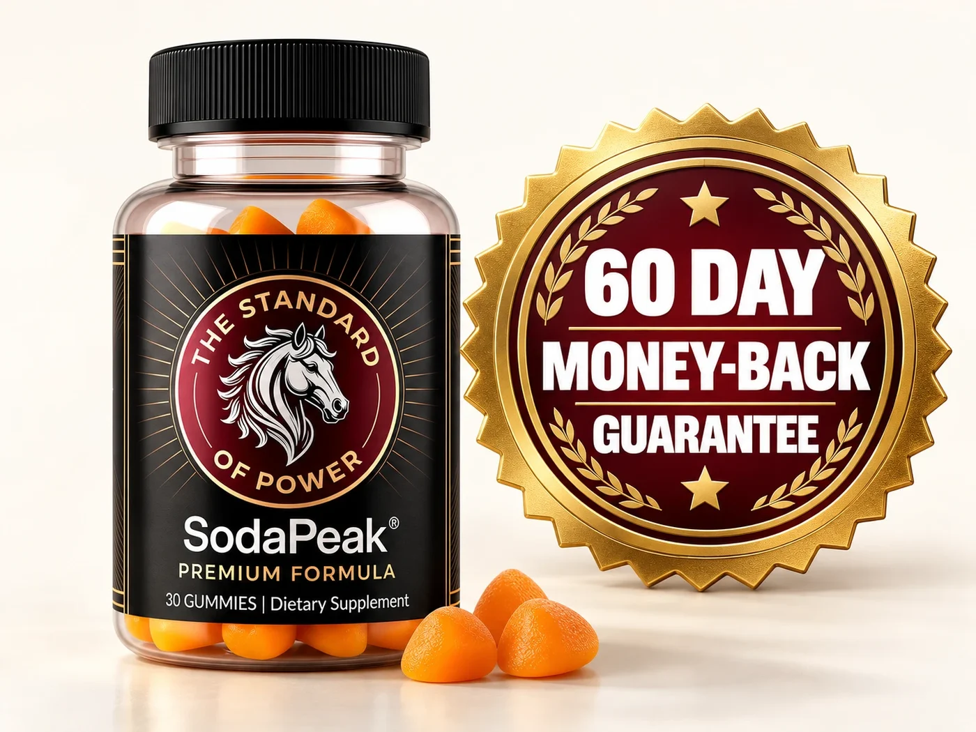 SodaPeak bottle with its 60-day money-back guarantee